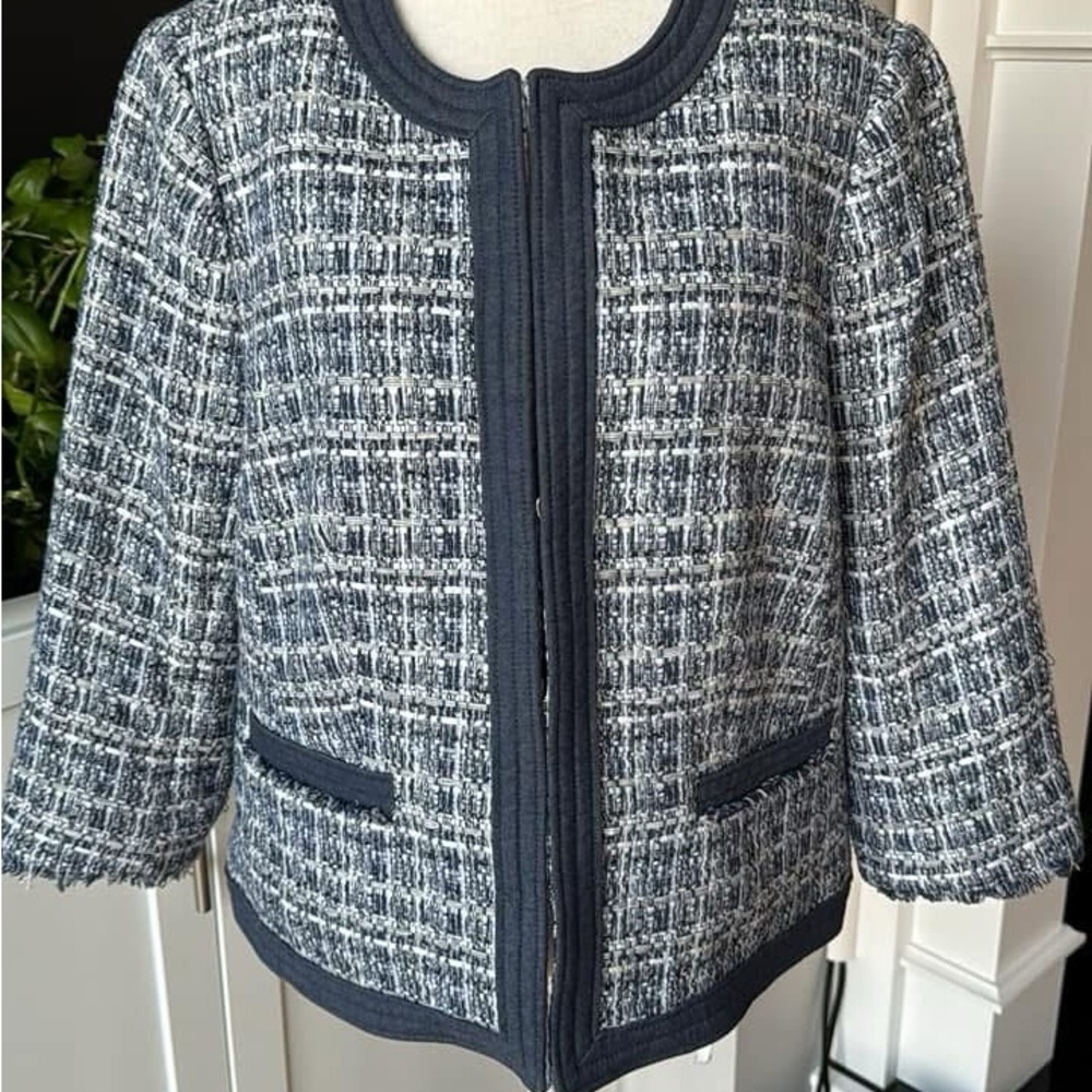 Talbots Chambray Trim Tweed blazer - Picture 12 of 12